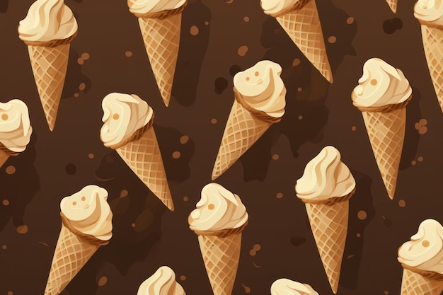 텍스처 된 갈색 아이스크림 패턴 AI를 생성합니다.