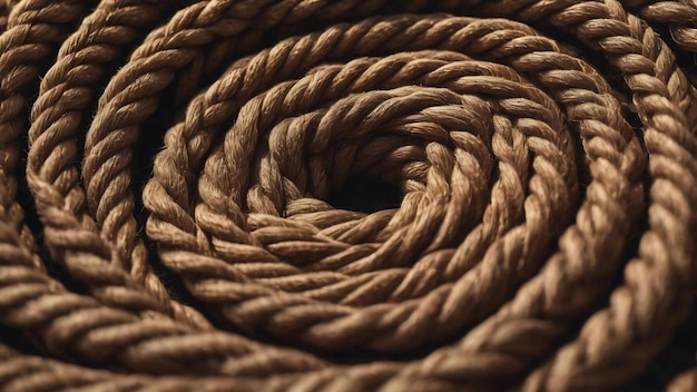 Textured brown rope folded in tight spiral background spiral pattern