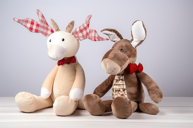 Textured closeup of plush textile toys sitting side by side