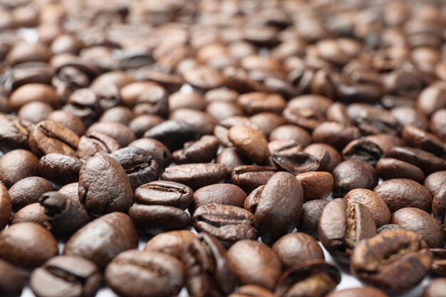 Textured of coffee beans, close up