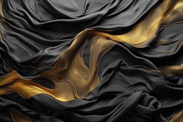 Textured Elegance Black Gold and Silver Silk Mesh Generative AI