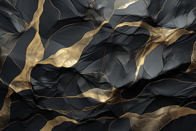 Textured Elegance Black Gold and Silver Silk Mesh Generative AI