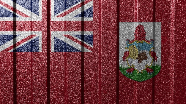 Текстурированный флаг Бермудских островов на металлической стене Красочный естественный абстрактный геометрический фон с линиями