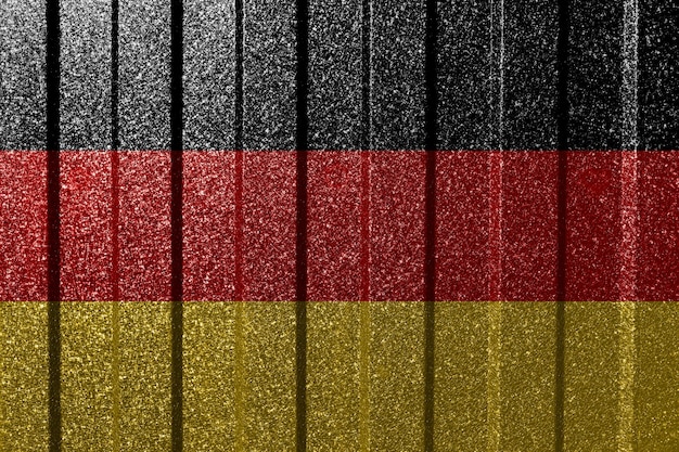 Textured flag of Germany on metal wall Colorful natural abstract geometric background with lines