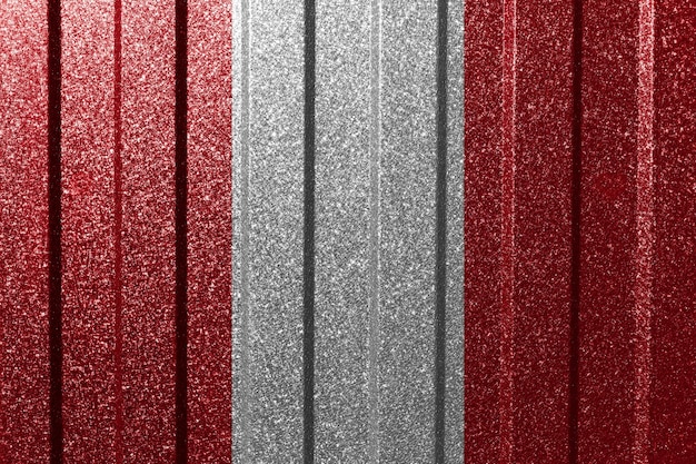 Textured flag of Peru on metal wall Colorful natural abstract geometric background with lines