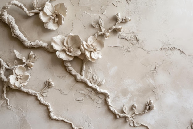 Textured Floral BasRelief Artwork