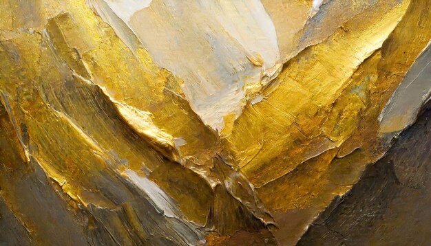 金色の壁画 抽象的なブラシストロークとパレットナイフの細部が 暖かさを呼び起こします
