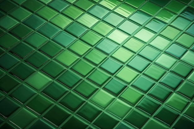 Textured green tiled wall in closeup Generative AI