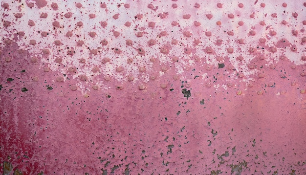 Photo textured metal surface with pink spots of paint