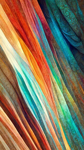 Textured multi Colorful rainbow abstract color spectrum line 3D illustration
