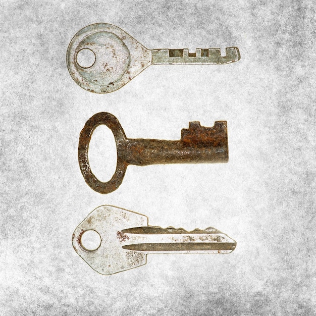 Photo textured old background with old keys