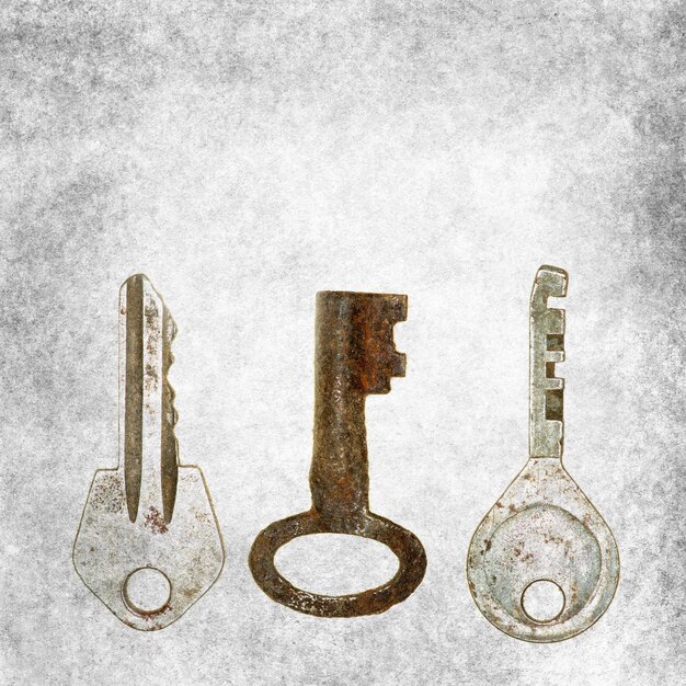 Photo textured old background with old keys