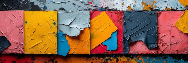 Photo textured paint swatches with bold colors and dynamic cracks