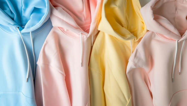 Textured Pastel Hoodies CloseUp on Blue