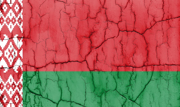 Textured photo of the flag of Belarus with cracks