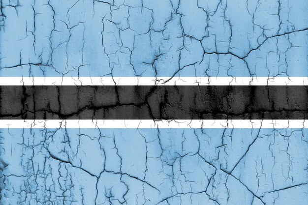 Текстурированное фото флага Ботсваны с трещинами