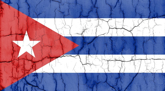 Textured photo of the flag of Cuba with cracks