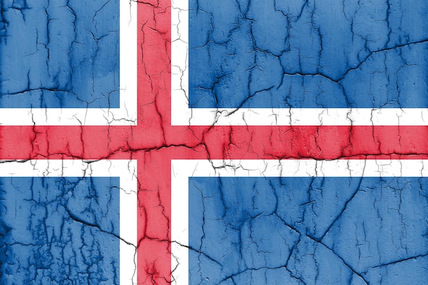 Textured photo of the flag of Iceland with cracks