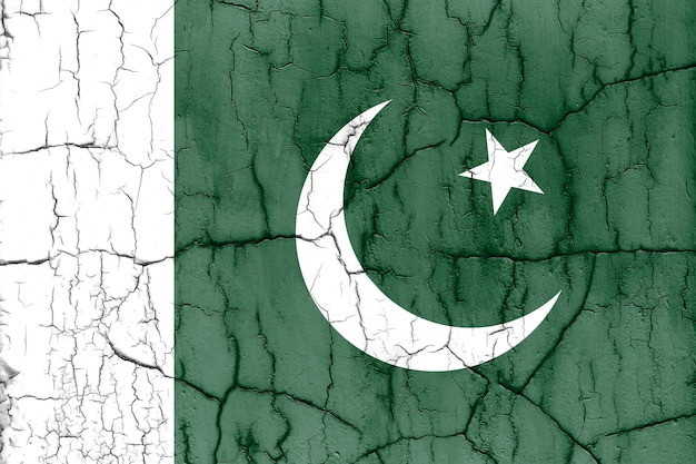 Textured photo of the flag of Pakistan with cracks