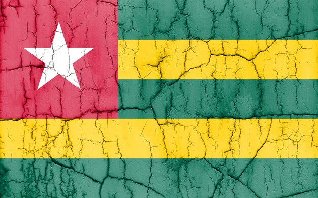 Textured photo of the flag of Togo with cracks