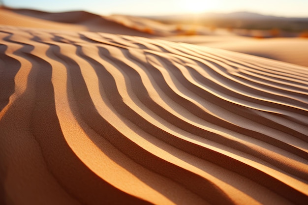 Foto dune di sabbia strutturate in un caldo bagliore bellissima immagine dell'alba