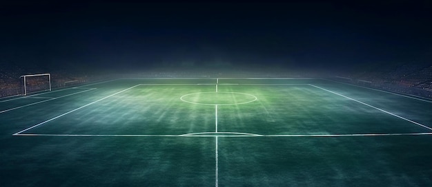 textured soccer game field with neon fog