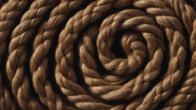 Textured twisted coiled natural dark jute pattern as background