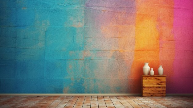 Textured wall with vibrant color palette