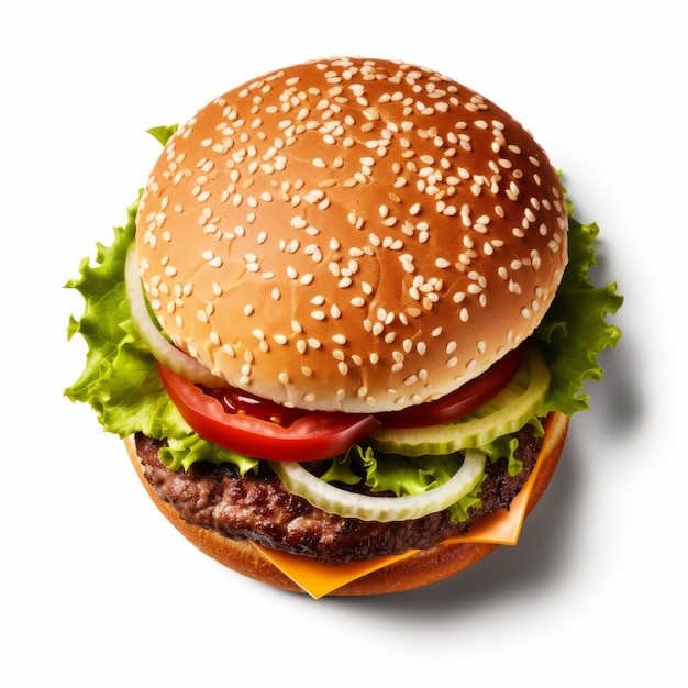 Texturerich Hamburger With Lettuce Tomato And Onion Uhd Image