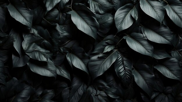 Textures of abstract black leaves for tropical leaf background wallpaper background