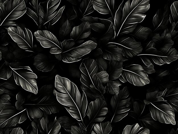 Photo textures of abstract black leaves for tropical leaf background