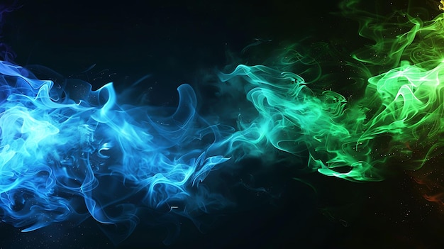 Textuur Bioluminescent Fire met gloeiende groene en blauwe kleuren Resem Effect FX Overlay Design Art
