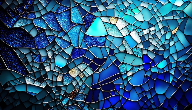 Textuur blauwe steen glas turquoise mozaïek tegels abstracte achtergrond AI gegenereerde kunst