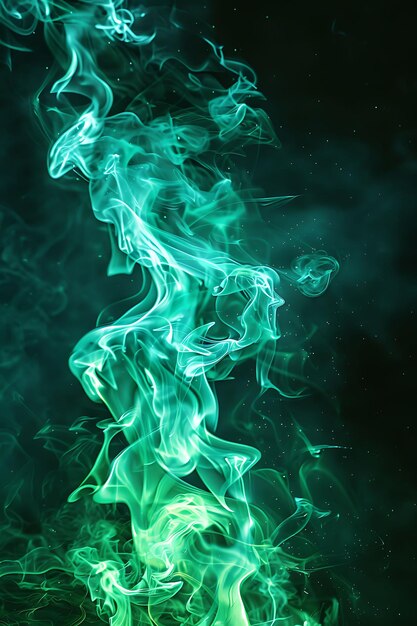 Textuur Chemische Blazing Green Fire met giftige dampen en Bright Emer Effect FX Overlay Design Art