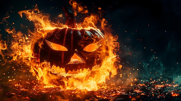 Textuur Eerie Flickering Jack O Lantern Fire met Spooky en Festive Effect FX Overlay Design Art