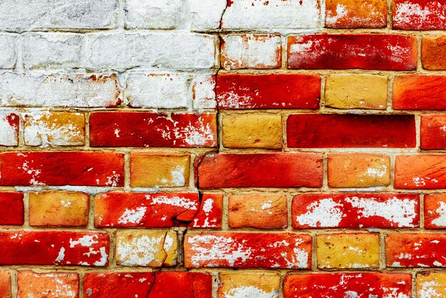 Textuur van een bakstenen muur met scheuren en krassen die als achtergrond kunnen worden gebruikt