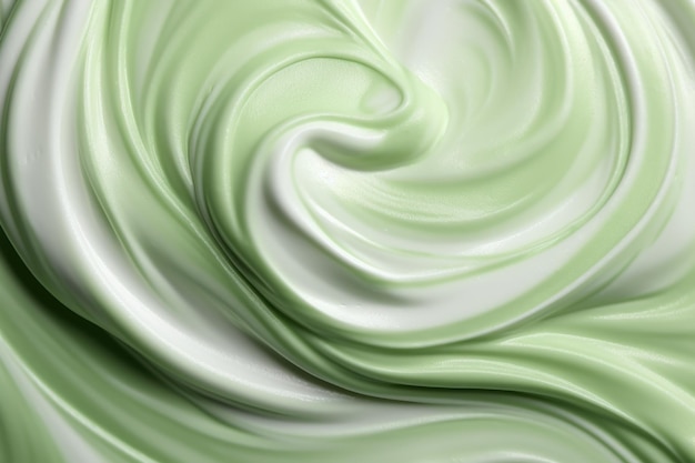 Foto textuur van een mix van groene en witte natuurlijke crèmes met golvende lijnen