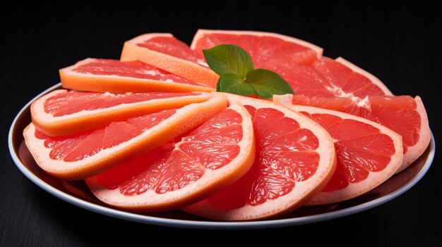 Textuur van een rijpe grapefruitschijf close-up Generatieve AI