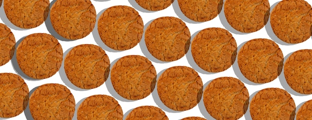 Textuur van havermoutkoekjes op een witte achtergrond