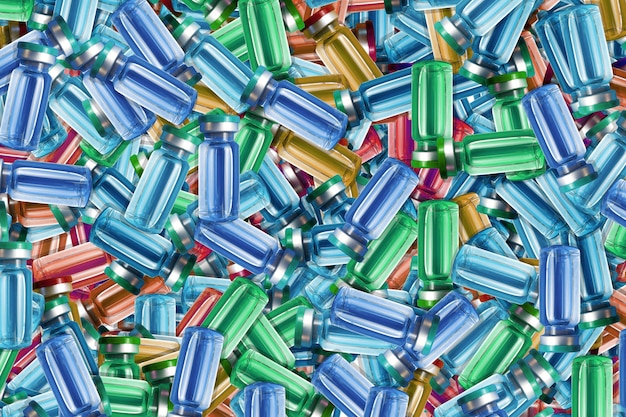 Textuur van veelkleurige ampullen met medicijnen