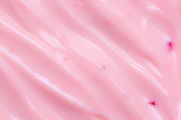 textuur yoghurt macroclose-up roze romige zelfgemaakte bosbessen