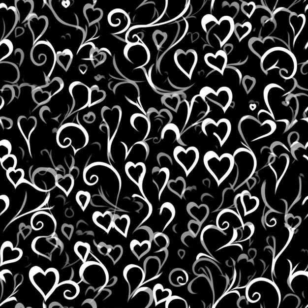 textuurpatroon van witte harten op zwarte achtergrond