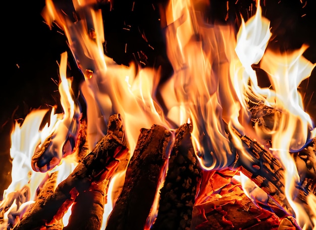 Textuurvlam van brandende blokken's nachts