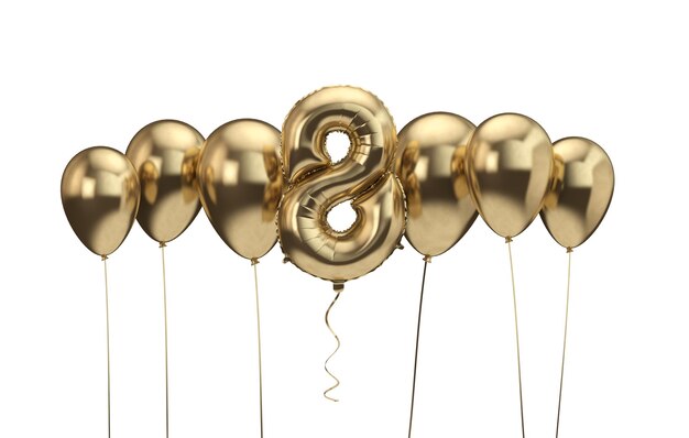 Th birthday gold balloon background happy birthday d rendering