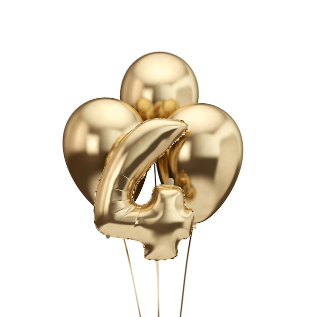 Foto th compleanno lamina d'oro mazzo di palloncini buon compleanno d rendering