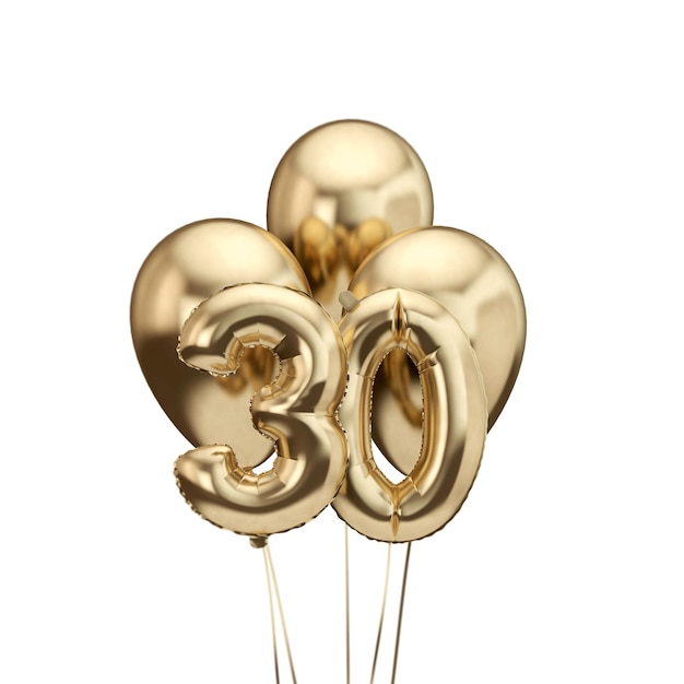 Th birthday gold foil bunch of balloons happy birthday d rendering