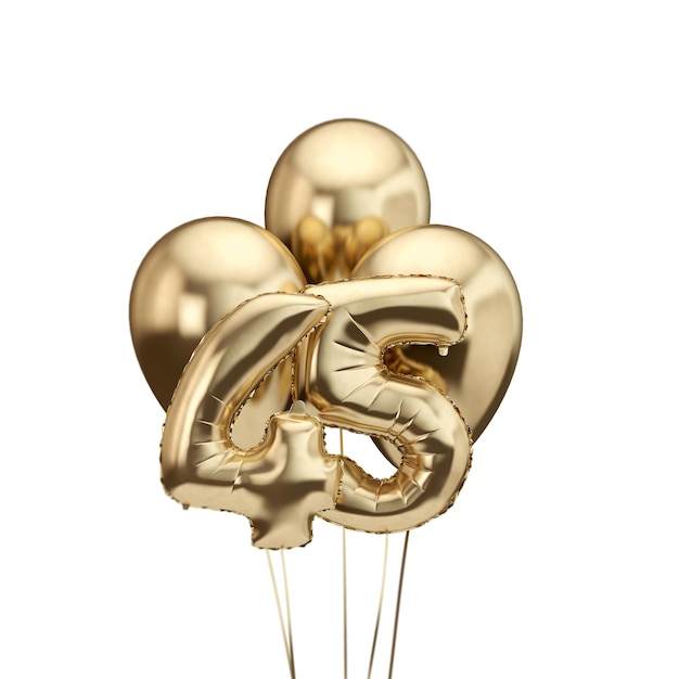 Th birthday gold foil bunch of balloons happy birthday d rendering