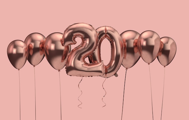 Th birthday pink balloon background happy birthday d rendering