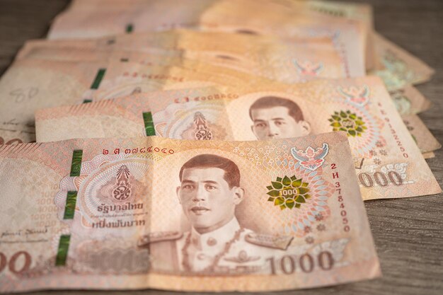 Thai baht banknotes business saving finance investment concept