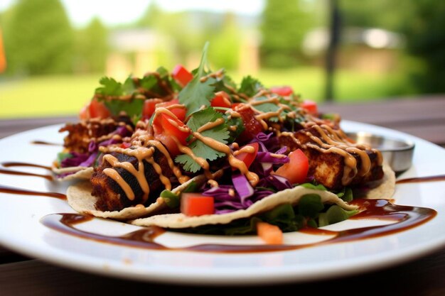 Thai Basil Tofu Tacos met pindakaas Vegan